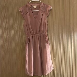 Pink Ruffle Sleeve Dress with pockets